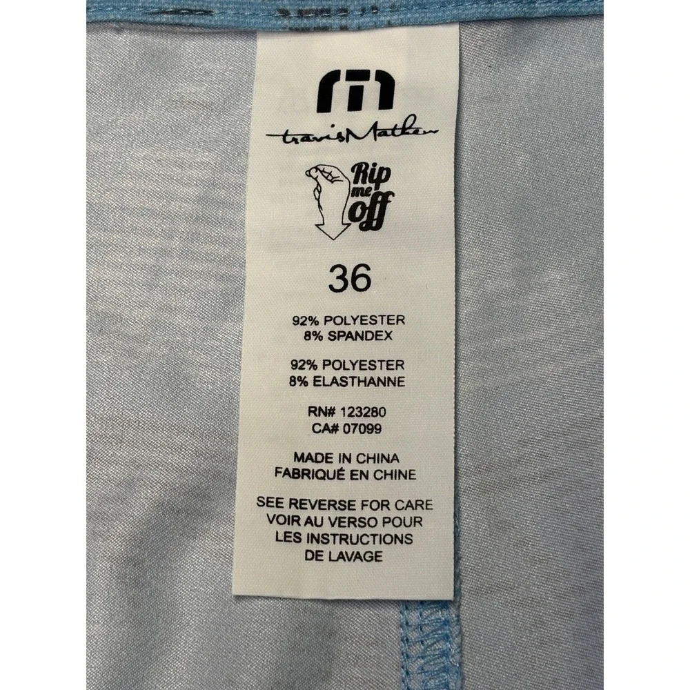 TravisMathew Mens Blue Palm Stripe‎ Board Shorts Swim Trunks 1MW427 Size 36X9